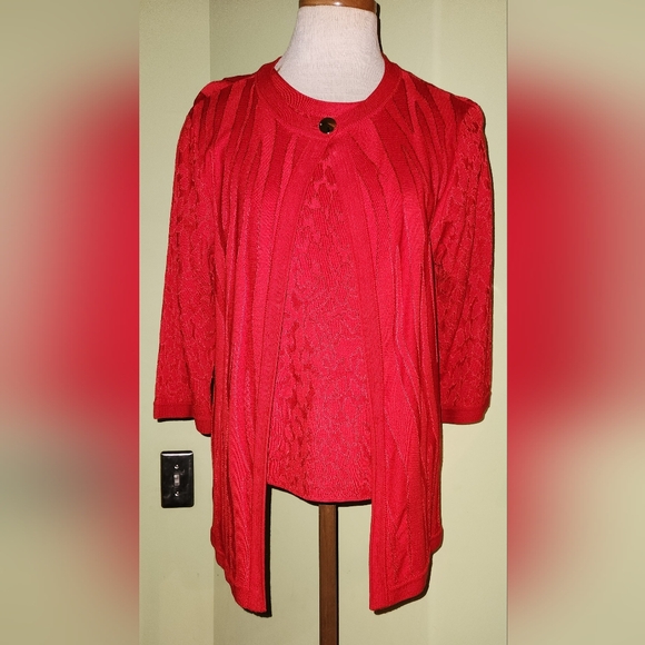 pc sweater set sz S excellent condition red animal print